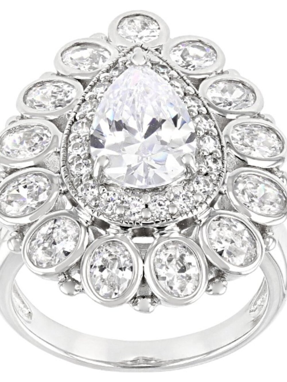 White Cubic Zirconia Platinum Over Sterling Silver Ring 6.56ctw. Size 10 NEW